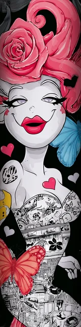 Free mermaid bookmark featuring a stylized caricature mermaid